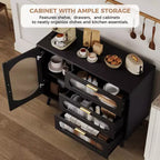 Aparador Buffet con Almacenamiento, Mueble Buffet con Puerta Acanalada y 3 Cajones, Aparador para Cocina, Comedor hermoso