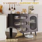 Aparador Buffet con Almacenamiento, Mueble Buffet con Puerta Acanalada y 3 Cajones, Aparador para Cocina, Comedor hermoso