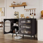 Aparador Buffet con Almacenamiento, Mueble Buffet con Puerta Acanalada y 3 Cajones, Aparador para Cocina, Comedor hermoso