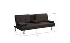 Sofá Cama Convertible Sofá Ajustable Sofá Doble Reposabrazos Extraíbles Patas de Acero Inoxidable,