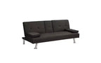 Sofá Cama Convertible Sofá Ajustable Sofá Doble Reposabrazos Extraíbles Patas de Acero Inoxidable,