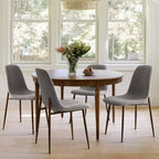 Juego de 4 sillas de comedor tapizadas modernas, sillas decorativas sin brazos de tela con respaldo curvo y patas de metal de nogal para comedor - Panipeachy
