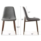 Juego de 4 sillas de comedor tapizadas modernas, sillas decorativas sin brazos de tela con respaldo curvo y patas de metal de nogal para comedor - Panipeachy