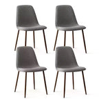 Juego de 4 sillas de comedor tapizadas modernas, sillas decorativas sin brazos de tela con respaldo curvo y patas de metal de nogal para comedor - Panipeachy