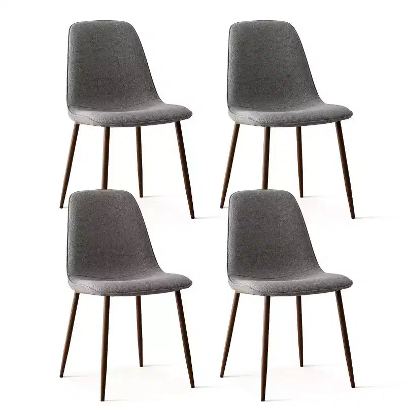 Juego de 4 sillas de comedor tapizadas modernas, sillas decorativas sin brazos de tela con respaldo curvo y patas de metal de nogal para comedor - Panipeachy