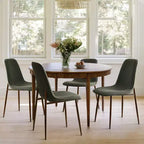 Juego de 4 sillas de comedor tapizadas modernas, sillas decorativas sin brazos de tela con respaldo curvo y patas de metal de nogal para comedor - Panipeachy