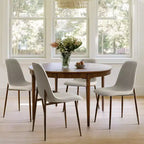 Juego de 4 sillas de comedor tapizadas modernas, sillas decorativas sin brazos de tela con respaldo curvo y patas de metal de nogal para comedor - Panipeachy