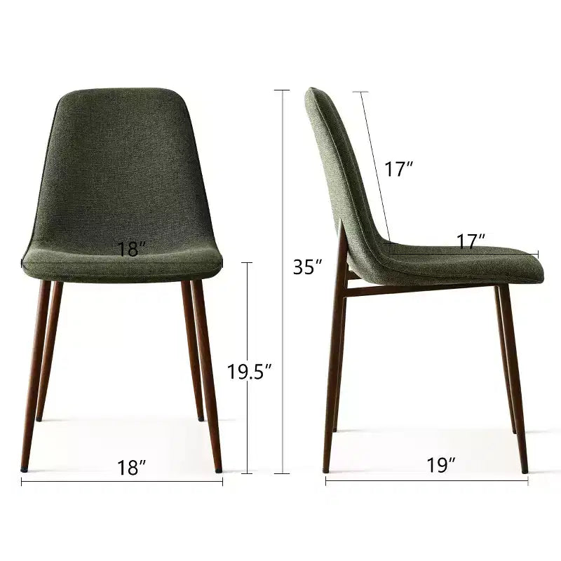 Juego de 4 sillas de comedor tapizadas modernas, sillas decorativas sin brazos de tela con respaldo curvo y patas de metal de nogal para comedor - Panipeachy