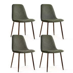 Juego de 4 sillas de comedor tapizadas modernas, sillas decorativas sin brazos de tela con respaldo curvo y patas de metal de nogal para comedor - Panipeachy