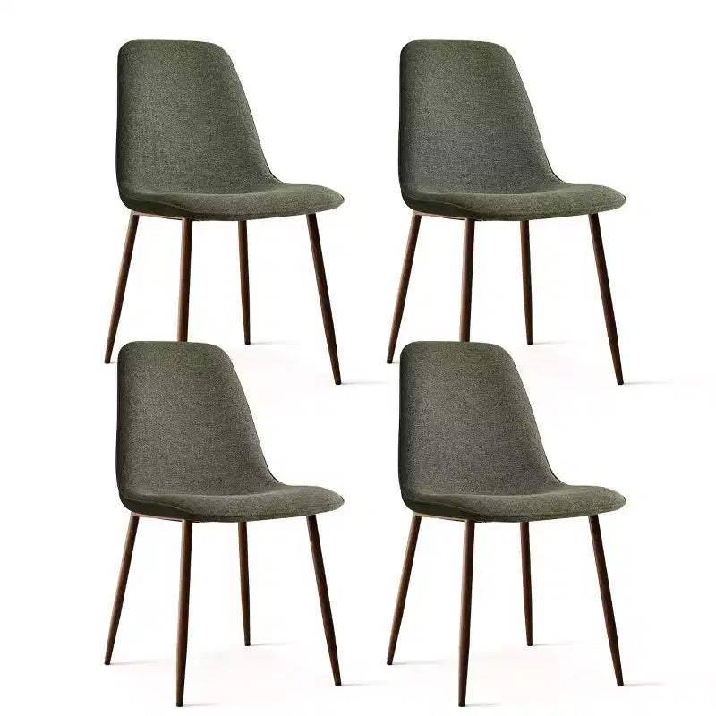 Juego de 4 sillas de comedor tapizadas modernas, sillas decorativas sin brazos de tela con respaldo curvo y patas de metal de nogal para comedor - Panipeachy
