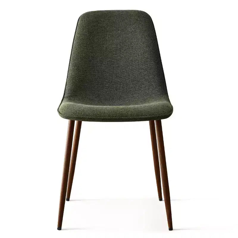 Juego de 4 sillas de comedor tapizadas modernas, sillas decorativas sin brazos de tela con respaldo curvo y patas de metal de nogal para comedor - Panipeachy