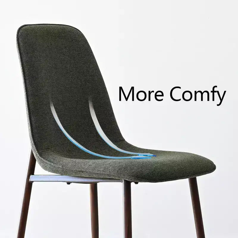 Juego de 4 sillas de comedor tapizadas modernas, sillas decorativas sin brazos de tela con respaldo curvo y patas de metal de nogal para comedor - Panipeachy