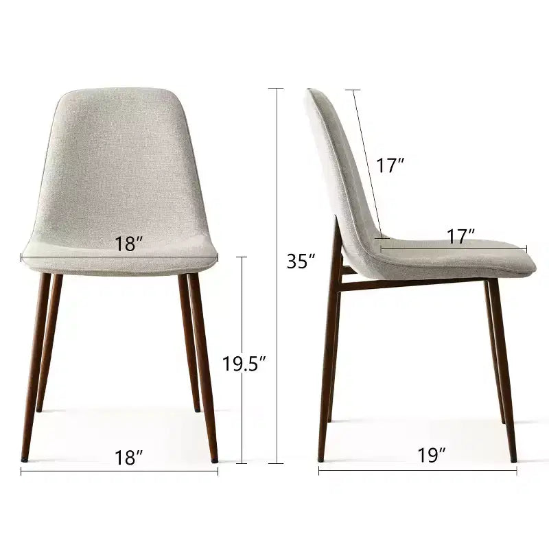 Juego de 4 sillas de comedor tapizadas modernas, sillas decorativas sin brazos de tela con respaldo curvo y patas de metal de nogal para comedor - Panipeachy