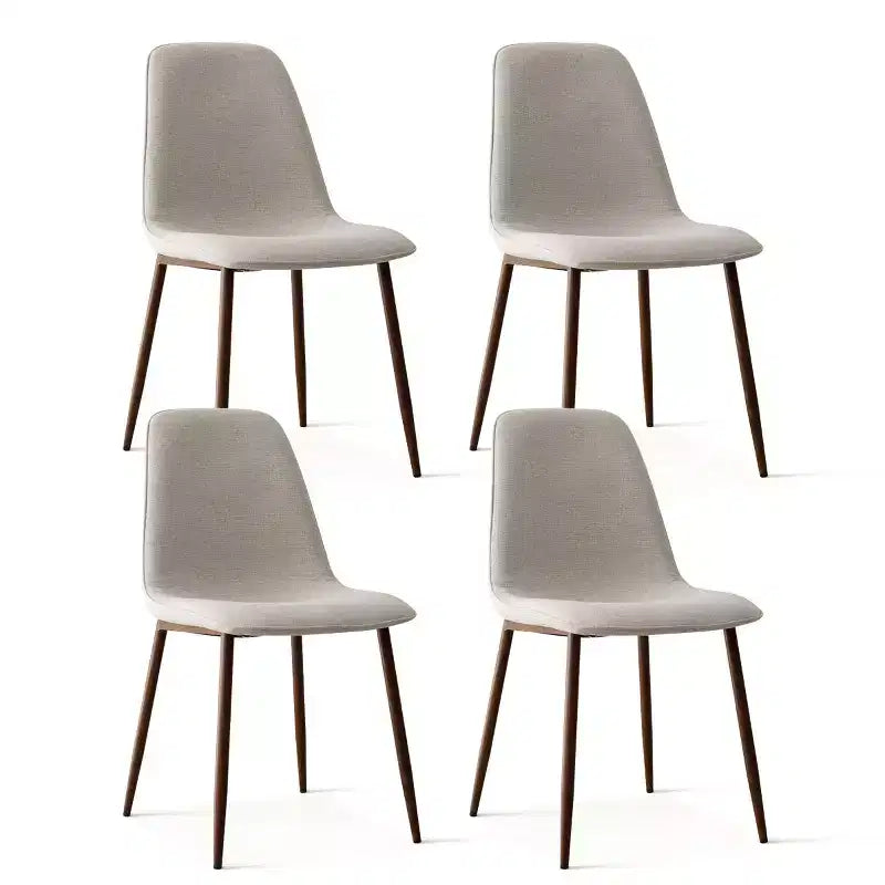 Juego de 4 sillas de comedor tapizadas modernas, sillas decorativas sin brazos de tela con respaldo curvo y patas de metal de nogal para comedor - Panipeachy