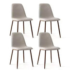 Juego de 4 sillas de comedor tapizadas modernas, sillas decorativas sin brazos de tela con respaldo curvo y patas de metal de nogal para comedor - Panipeachy