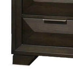Mesita de noche Royal Hampton, 2 cajones biselados, tiradores de níquel, madera marrón espresso