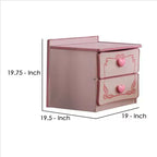 Mesita de noche de madera Royal Hampton de 2 cajones con tiradores de corazón, rosa