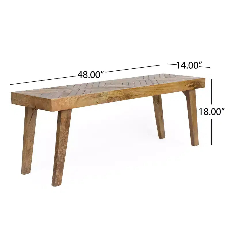 Banco de madera de mango hecho a mano Hawley Boho de GDFStudio