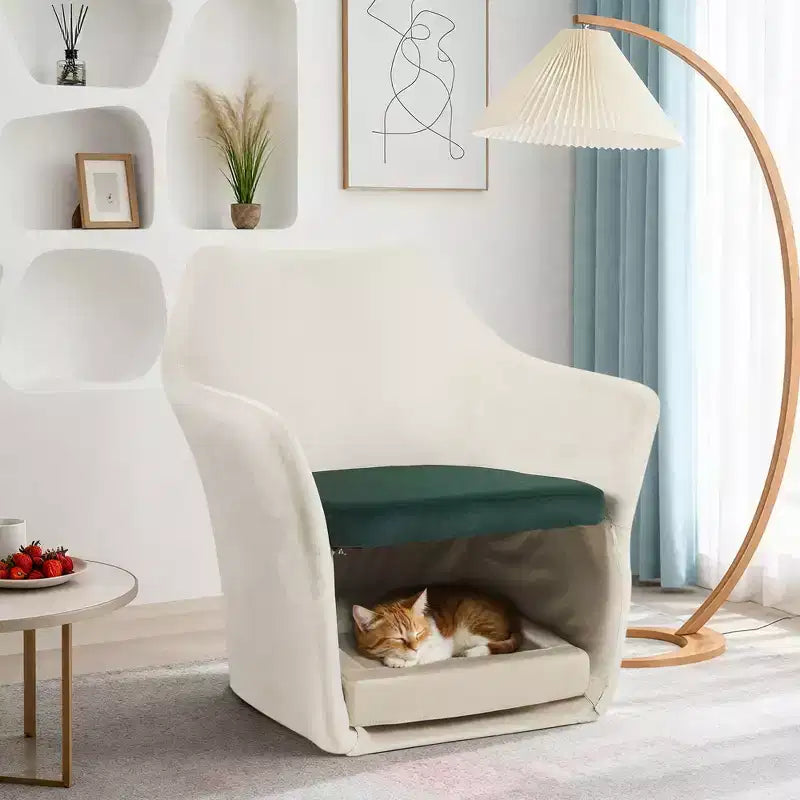 Bestier Sillón Decorativo con Espacio para Mascotas, Sofá Lounge Moderno 2 en 1, Sillón Tapizado con Base Removible para Sala de Estar u Oficina