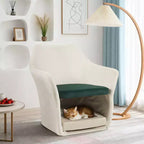 Bestier Sillón Decorativo con Espacio para Mascotas, Sofá Lounge Moderno 2 en 1, Sillón Tapizado con Base Removible para Sala de Estar u Oficina