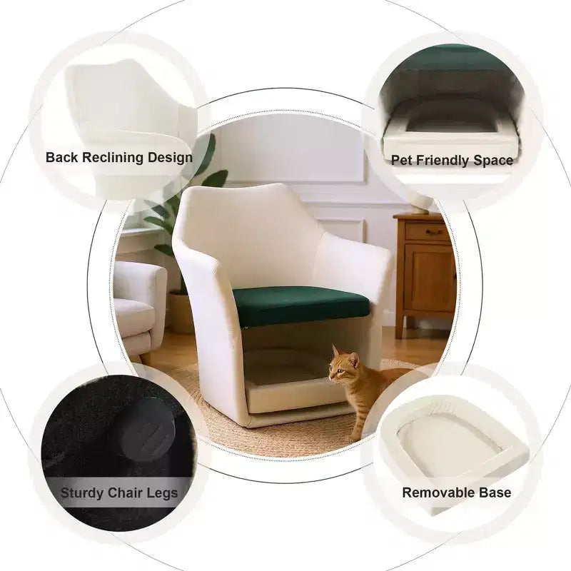 Bestier Sillón Decorativo con Espacio para Mascotas, Sofá Lounge Moderno 2 en 1, Sillón Tapizado con Base Removible para Sala de Estar u Oficina