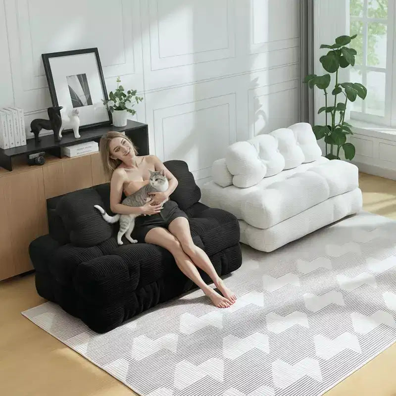 Sofá cama plegable, sillón individual cómodo para suelo, diván convertible portátil con almohada y respaldo para sala de estar o dormitorio