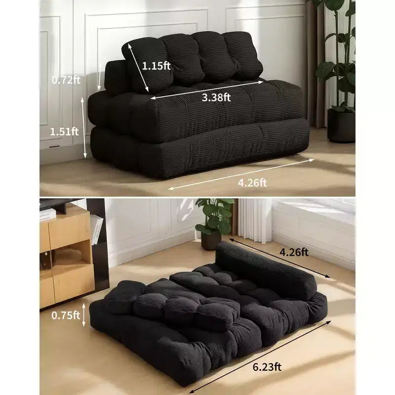 Sofá cama plegable, sillón individual cómodo para suelo, diván convertible portátil con almohada y respaldo para sala de estar o dormitorio