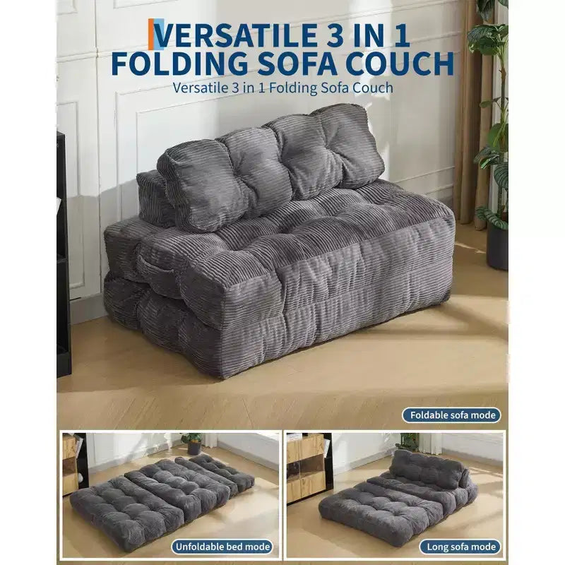 Sofá cama plegable, sillón individual cómodo para suelo, diván convertible portátil con almohada y respaldo para sala de estar o dormitorio
