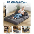 Sofá cama plegable, sillón individual cómodo para suelo, diván convertible portátil con almohada y respaldo para sala de estar o dormitorio