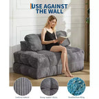 Sofá cama plegable, sillón individual cómodo para suelo, diván convertible portátil con almohada y respaldo para sala de estar o dormitorio
