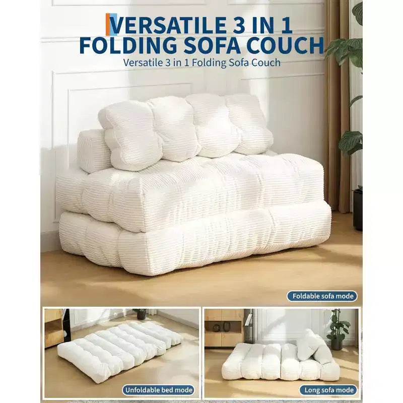 Sofá cama plegable, sillón individual cómodo para suelo, diván convertible portátil con almohada y respaldo para sala de estar o dormitorio