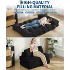 Sofá cama plegable, sillón individual cómodo para suelo, diván convertible portátil con almohada y respaldo para sala de estar o dormitorio