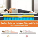 Colchón Queen Size, colchón de espuma viscoelástica de gel de 14 pulgadas para noches frescas y alivio de presión, sensación de felpa media con aislamiento de movimiento