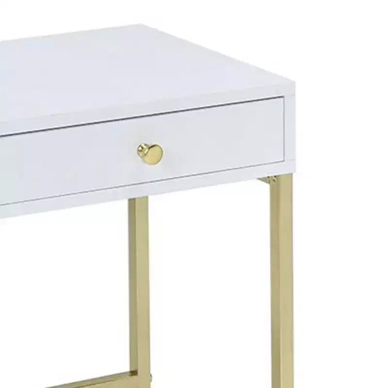 Mesa auxiliar Royal Hampton, blanco y dorado