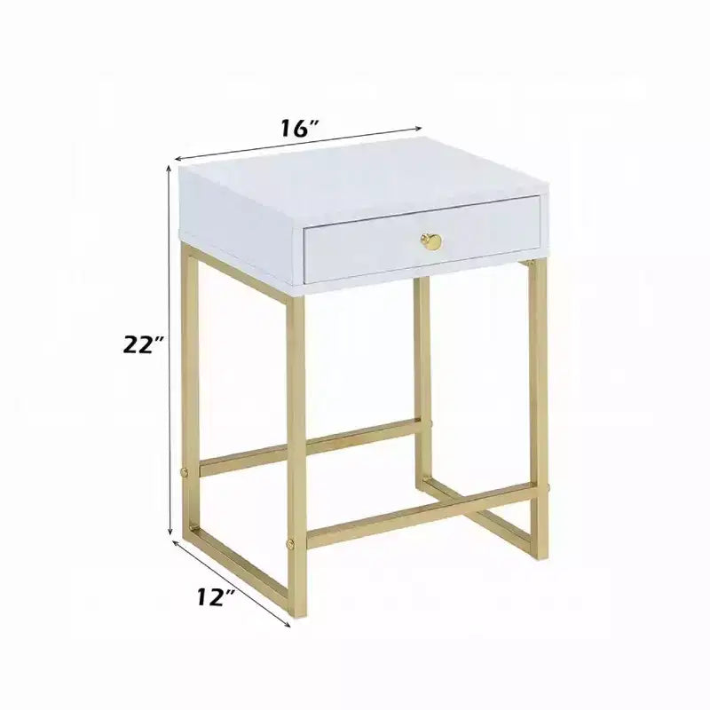 Mesa auxiliar Royal Hampton, blanco y dorado