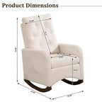 Mecedora Tapizada, Mecedora Moderna con Orejeras, Cómoda Silla Sillón Acentuada, Patas de Madera de Caucho, Respaldo Alto y Bolsillo Lateral