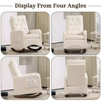 Mecedora Tapizada, Mecedora Moderna con Orejeras, Cómoda Silla Sillón Acentuada, Patas de Madera de Caucho, Respaldo Alto y Bolsillo Lateral