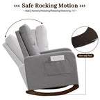 Mecedora Tapizada, Mecedora Moderna con Orejeras, Cómoda Silla Sillón Acentuada, Patas de Madera de Caucho, Respaldo Alto y Bolsillo Lateral