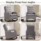 Mecedora Tapizada, Mecedora Moderna con Orejeras, Cómoda Silla Sillón Acentuada, Patas de Madera de Caucho, Respaldo Alto y Bolsillo Lateral