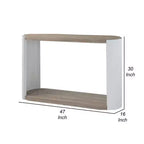 Mesa consola Royal Hampton, madera de alto brillo blanca, marrón, ovalada de 47 pulgadas