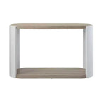 Mesa consola Royal Hampton, madera de alto brillo blanca, marrón, ovalada de 47 pulgadas