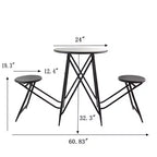 Juego de comedor plegable Roski Industrial de hierro de GDFStudio