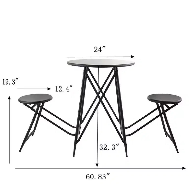 Juego de comedor plegable Roski Industrial de hierro de GDFStudio