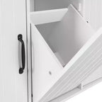 Pexfix Isla de Cocina con Armario para Bote de Basura, Carrito de Cocina con Hoja Desplegable y Especiero y Toallero y Cajón con Estante Ajustable Blanco