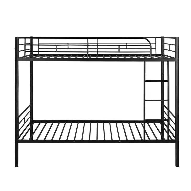 Bellemave Litera metálica doble sobre doble, resistente estructura de acero, acabado en negro, se convierte en dos camas individuales, listones de alta resistencia, no necesita somier