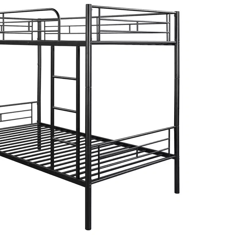 Bellemave Litera metálica doble sobre doble, resistente estructura de acero, acabado en negro, se convierte en dos camas individuales, listones de alta resistencia, no necesita somier
