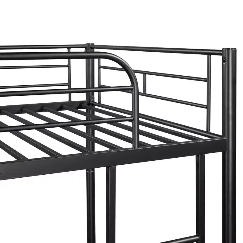 Bellemave Litera metálica doble sobre doble, resistente estructura de acero, acabado en negro, se convierte en dos camas individuales, listones de alta resistencia, no necesita somier