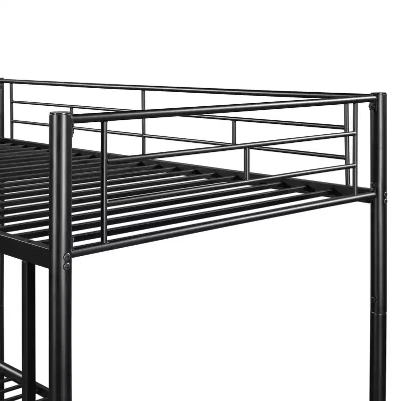 Bellemave Litera metálica doble sobre doble, resistente estructura de acero, acabado en negro, se convierte en dos camas individuales, listones de alta resistencia, no necesita somier