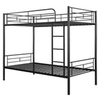 Bellemave Litera metálica doble sobre doble, resistente estructura de acero, acabado en negro, se convierte en dos camas individuales, listones de alta resistencia, no necesita somier