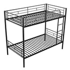 Bellemave Litera metálica doble sobre doble, resistente estructura de acero, acabado en negro, se convierte en dos camas individuales, listones de alta resistencia, no necesita somier
